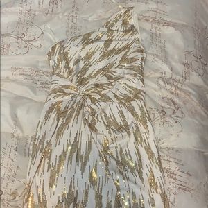 White and Gold sparkly mini dress